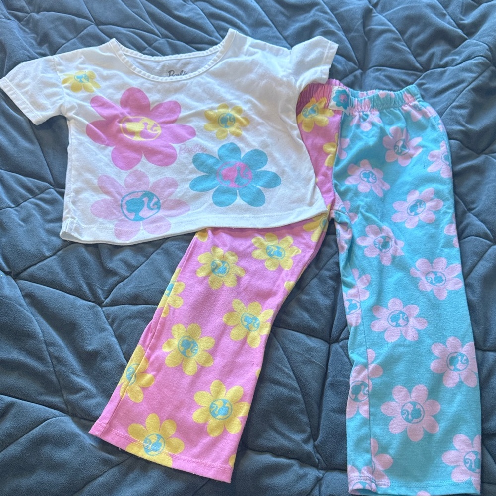 Barbie Kids Pajama Set - White, Pink, Blue
